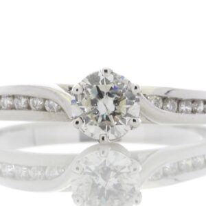 18ct White Gold Single Stone Diamond Ring With Stone Set shoulders (0.51) 0.61 Carats