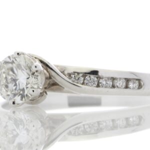 18ct White Gold Single Stone Diamond Ring With Stone Set shoulders (0.51) 0.61 Carats