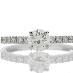 18ct Single Stone Claw Set With Stone Set Shoulders Diamond Ring (0.52) 0.69 Carats