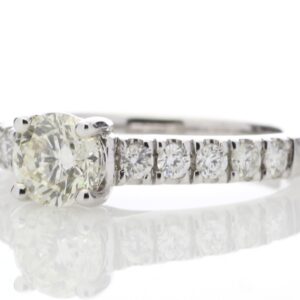 18ct White Gold Single Stone Claw Set With Stone Set Shoulders Diamond Ring 0.61 Carats