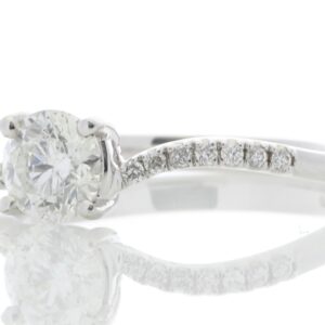 18ct White Gold Single Stone Ring With Diamond Set Shoulders (0.64) 0.73 Carats