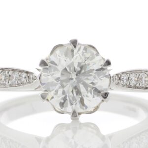 18ct White Gold Single Stone Diamond Ring With Stone Set Shoulders (1.50) 1.61 Carats