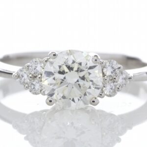 18ct White Gold Single Stone With Heart Shaped Set Shoulders Diamond Ring (1.13) 1.29 Carats