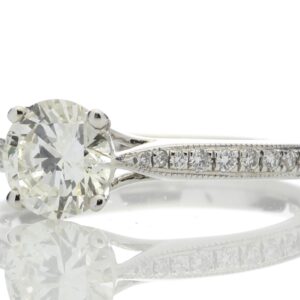 18ct White Gold Single Stone Diamond Ring With Stone Set Shoulders (1.02) 1.15 Carats