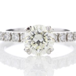 18ct White Gold Single Stone Diamond Ring With Stone Set Shoulders (1.51) 1.97 Carats