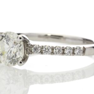 18ct White Gold Single Stone Diamond Ring With Stone Set Shoulders (1.07) 1.25 Carats