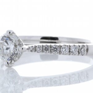 18ct White Gold Single Stone Claw Set With Stone Set Shoulders Diamond Ring (0.61) 0.76 Carats