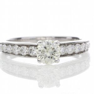 18ct White Gold Single Stone Diamond Ring With Stone Set Shoulders (0.51) 0.89 Carats