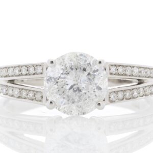 18ct White Gold Single Stone Claw Set With Stone Set Shoulders Diamond Ring (1.71) 1.92 Carats