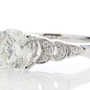 18ct White Gold Single Stone Claw Set With Stone Set Shoulders Diamond Ring (1.55) 1.63 Carats