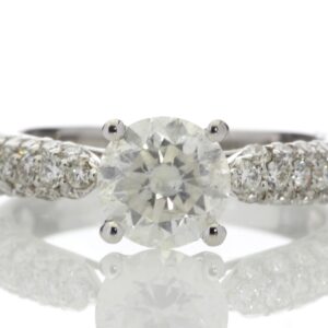 18ct White Gold Single Stone Claw Set With Stone Set Shoulders Diamond Ring (1.08) 1.58 Carats