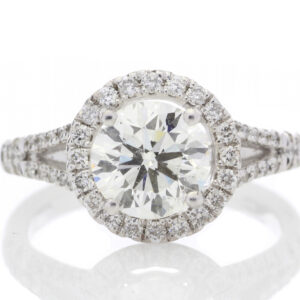 18ct White Gold Single Stone With Halo Setting Ring (1.64) 1.98 Carats