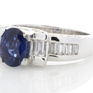 18ct White Gold Rub Over Set Semi Eternity Diamond And Sapphire Ring (S 3.60) 1.27 Carats