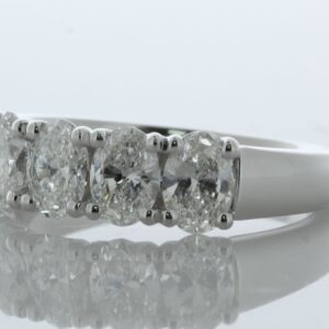 18ct White Gold Five Stone Oval Cut Diamond Ring 2.10