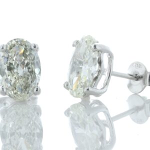 18ct White Gold Single Stone Oval Cut Diamond Earring 2.55 Carats