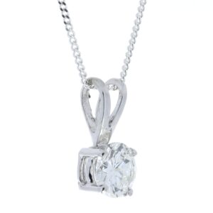 18ct White Gold Single Stone Wire Set Diamond Pendant 0.63 Carats