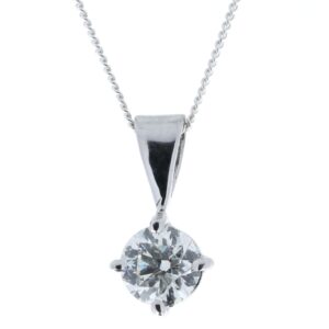 18ct White Gold Single Stone Wire Set Diamond Pendant 0.70 Carats