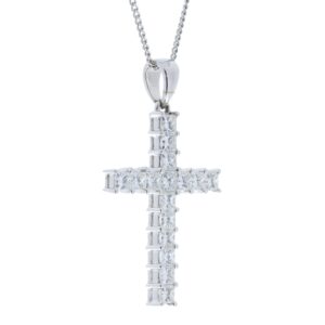 18ct White Gold Diamond Cross Pendant 1.60 Carats