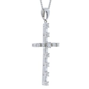 18ct White Gold Diamond Cross Pendant 0.77 Carats