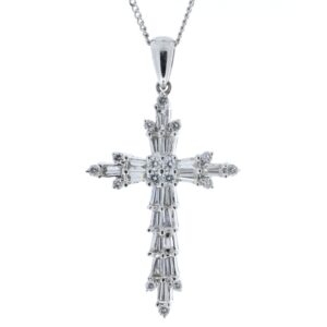 18ct White Gold Diamond Cross Pendant (0.70) 0.94 Carats