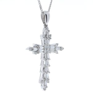 18ct White Gold Diamond Cross Pendant (0.70) 0.94 Carats