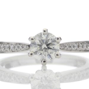 Platinum Single Stone Claw Set With Stone Set Shoulders Diamond Ring 0.82 Carats