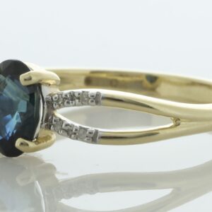 9ct Yellow Gold Diamond And Sapphire Ring (S0.96) 0.03