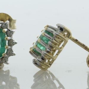 9ct Yellow Gold Diamond and Emerald Earrings (E0.72) 0.12