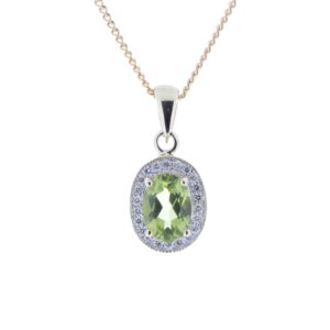 9ct Yellow Gold Diamond And Peridot Pendant (P0.75) 0.11