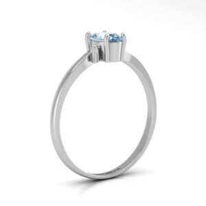 9ct White Gold Diamond and Oval Shape Blue Topaz Ring 0.01 Carats