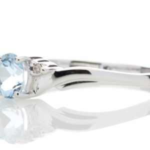 9ct White Gold Diamond and Blue Topaz Ring 0.01 Carats