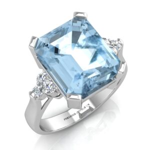 9ct White Gold Diamond And Blue Topaz Ring 0.18 Carats