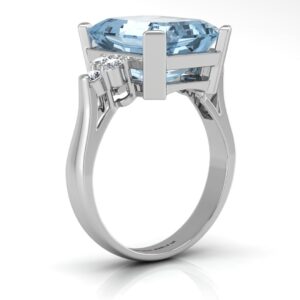 9ct White Gold Diamond And Blue Topaz Ring 0.18 Carats