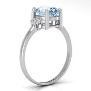 9ct White Gold Diamond And Blue Topaz Ring 0.03 Carats