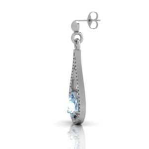 9ct White Gold Diamond And Blue Topaz Earring 0.02 Carats