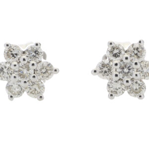 9ct White Gold  Diamond Flower Earring 0.45 Carats