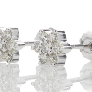 9ct White Gold  Diamond Flower Earring 0.45 Carats