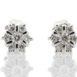 9ct White Gold Fancy Diamond Flower Earring 0.20 Carats