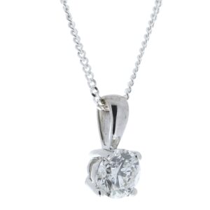 9ct White Gold Single Stone Wire Set Diamond Pendant 0.40 Carats