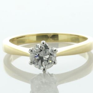 18ct Yellow Gold Single Stone Six Claw Set Diamond Ring 0.79