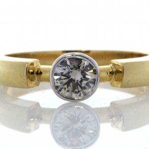 18ct Single Stone Fancy Rub Over Set Diamond Ring 0.53