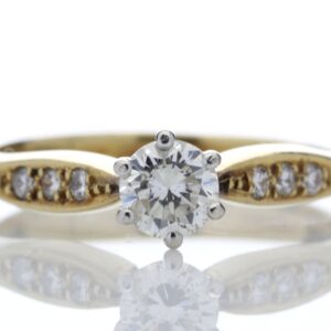 18ct Single Stone Claw Set With Stone Set Shoulders Diamond Ring 0.42 Carats