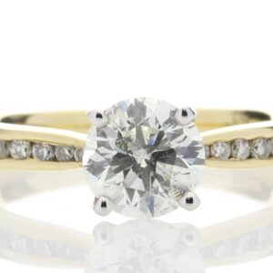 18ct Yellow Gold Single Stone Diamond Ring With Stone Set Shoulders (1.11) 1.28 Carats