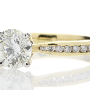 18ct Yellow Gold Single Stone Diamond Ring With Stone Set Shoulders (1.11) 1.28 Carats