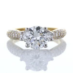 18ct Yellow Gold Single Stone Claw Set With Stone Set Shoulders Diamond Ring (1.64) 2.31 Carats