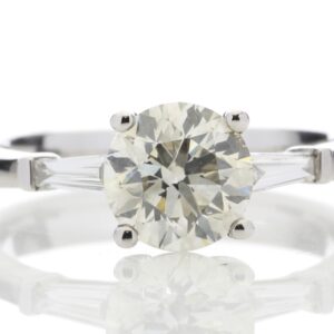 18ct White Gold Single Stone Diamond Ring With Stone Set Shoulders (1.50) 1.62 Carats