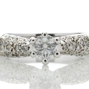 18ct White Gold Single Stone Claw Set With Stone Set Shoulders Diamond Ring (0.35) 1.00 Carats