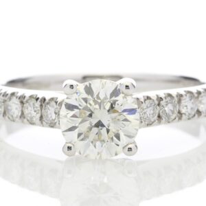 18ct White Gold Single Stone Diamond Ring With Stone Set Shoulders (1.02) 1.32 Carats