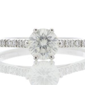 18ct White Gold Solitaire Diamond ring  With Stone Set Shoulders (0.71) 0.90 Carats