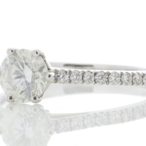 18ct White Gold Solitaire Diamond ring  With Stone Set Shoulders (0.71) 0.90 Carats